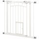 Auto-Close Pet Gate, Stair Gate with Cat Door, Double Locking for Doorways Hallways Stairs, Fits 29"-31.5" Wide, White