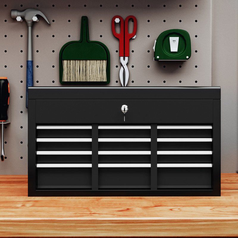 6 Drawer 24" Portable Tool Box with Top Case, Ball Bearing Slides, Metal Tool Chest for Garage, Household and Warehouse