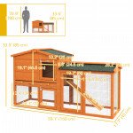 Two-Level Rabbit Hutch Small Animal House Pet Bunny Cage Home w/ Outdoor Run Water & UV Resistant Roof Access Ramp