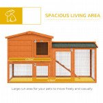 Two-Level Rabbit Hutch Small Animal House Pet Bunny Cage Home w/ Outdoor Run Water & UV Resistant Roof Access Ramp