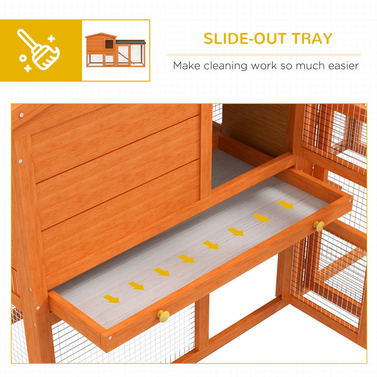 Two-Level Rabbit Hutch Small Animal House Pet Bunny Cage Home w/ Outdoor Run Water & UV Resistant Roof Access Ramp