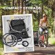 Aosom 2-in-1 Bike Trailer for Kids, Foldable 2-Seat Baby Stroller with 5-Point Harness, Rubber Wheels, Storage Bag, Black