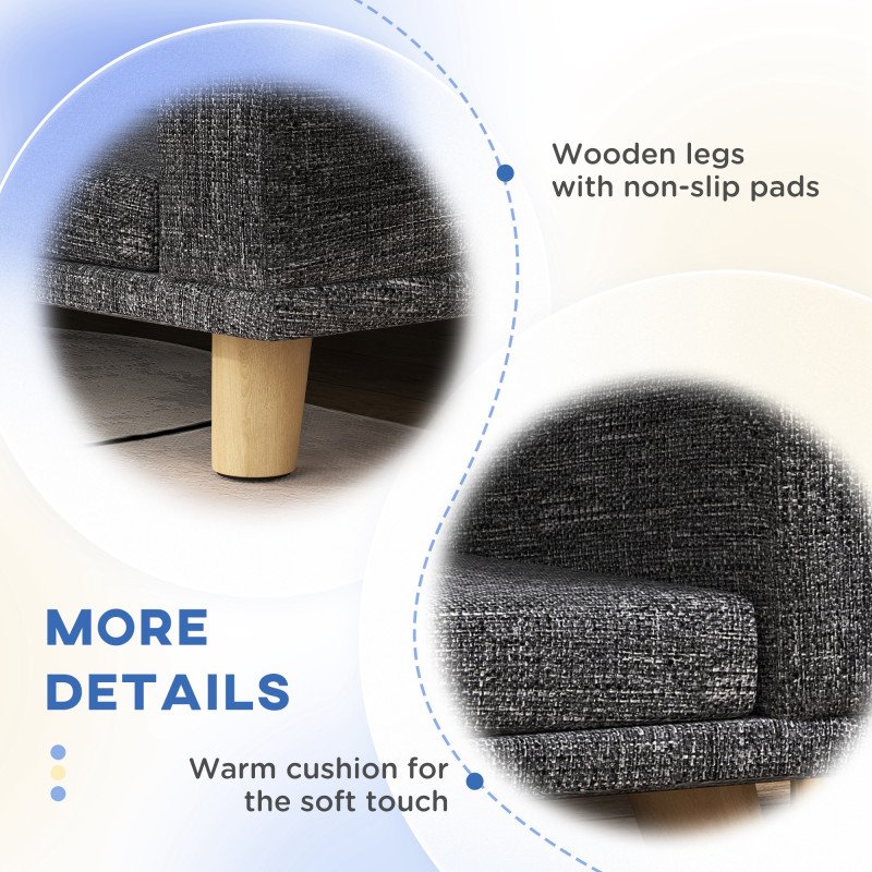 Dog Sofa for Large Dogs with Washable Cover, Anti-slip Foot Pads, Dark Grey