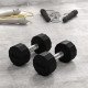 Soozier 2 x 15lbs Dumbbells Set with Non-Slip Grip, Rubber Covered Weights for Men Women Home Gym Workout