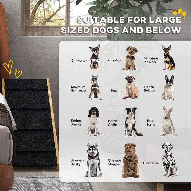 Adjustable Dog Ramp for Bed, Sofa, with Non-Slip Surface, Folding Dog Stair for Small, Medium, Large Dogs