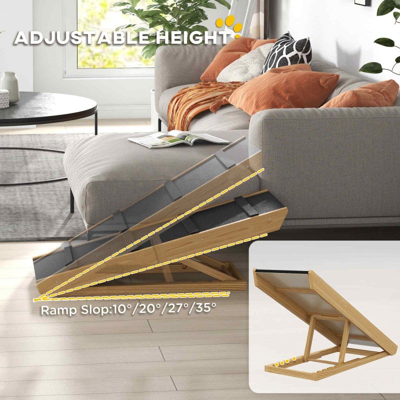 Adjustable Dog Ramp for Bed, Sofa, with Non-Slip Surface, Folding Dog Stair for Small, Medium, Large Dogs