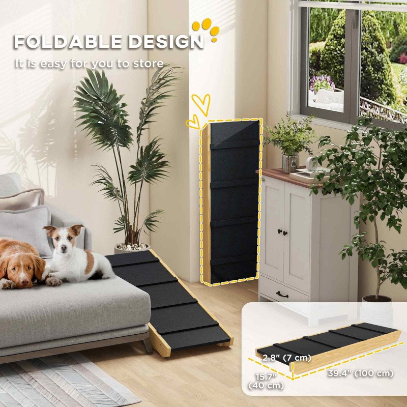 Adjustable Dog Ramp for Bed, Sofa, with Non-Slip Surface, Folding Dog Stair for Small, Medium, Large Dogs