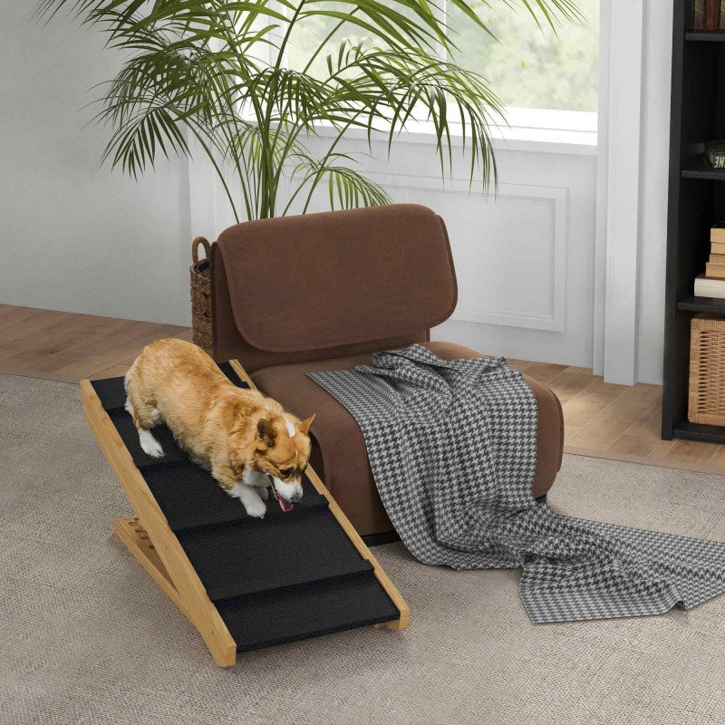 Adjustable Dog Ramp for Bed, Sofa, with Non-Slip Surface, Folding Dog Stair for Small, Medium, Large Dogs