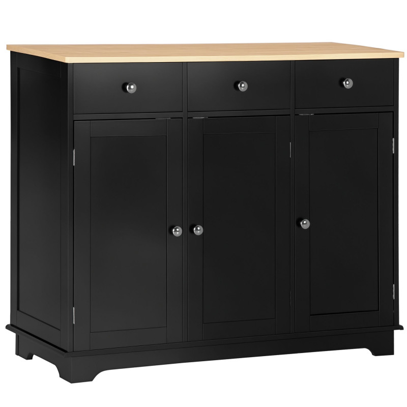 Modern Sideboard, Buffet Cabinet with Storage Cabinets, Drawers and Adjustable Shelves for Living Room, Black