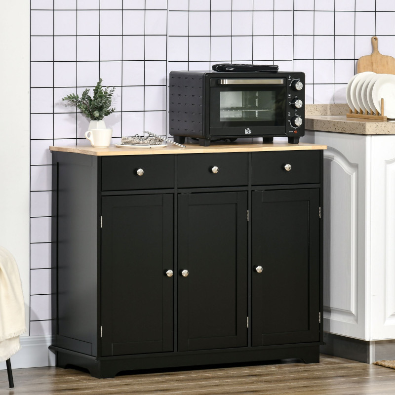 Modern Sideboard, Buffet Cabinet with Storage Cabinets, Drawers and Adjustable Shelves for Living Room, Black