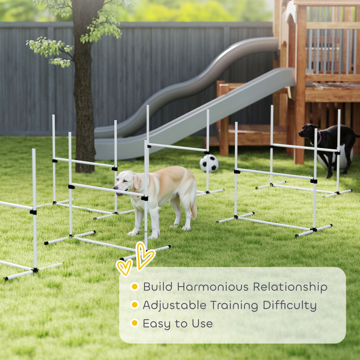 Set of 6 Dog Agility Training Equipment Adjustable Jump Bar Pet Exercise Kit with Carrying Bag (White)
