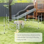 Set of 6 Dog Agility Training Equipment Adjustable Jump Bar Pet Exercise Kit with Carrying Bag (White)