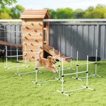 Set of 6 Dog Agility Training Equipment Adjustable Jump Bar Pet Exercise Kit with Carrying Bag (White)