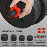 Soozier 66lbs 2-in-1 Adjustable Dumbbells Weight Set, Dumbbell Hand Weights Barbell for Body Fitness, Lifting Training for Home, Office, Gym, Black and Red