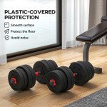 Soozier 66lbs 2-in-1 Adjustable Dumbbells Weight Set, Dumbbell Hand Weights Barbell for Body Fitness, Lifting Training for Home, Office, Gym, Black and Red