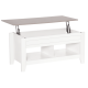 Lift Top Coffee Table with Hidden Storage Compartment and Open Shelves, Lift Tabletop Pop-Up Center Table for Living Room, White