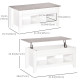 Lift Top Coffee Table with Hidden Storage Compartment and Open Shelves, Lift Tabletop Pop-Up Center Table for Living Room, White