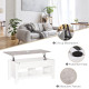 Lift Top Coffee Table with Hidden Storage Compartment and Open Shelves, Lift Tabletop Pop-Up Center Table for Living Room, White