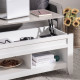 Lift Top Coffee Table with Hidden Storage Compartment and Open Shelves, Lift Tabletop Pop-Up Center Table for Living Room, White