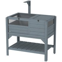 Wooden Tortoise House Habitat with Shelf, Light Support Frame, Tray for Indoor Use, 33" L x 20" W x 41" H