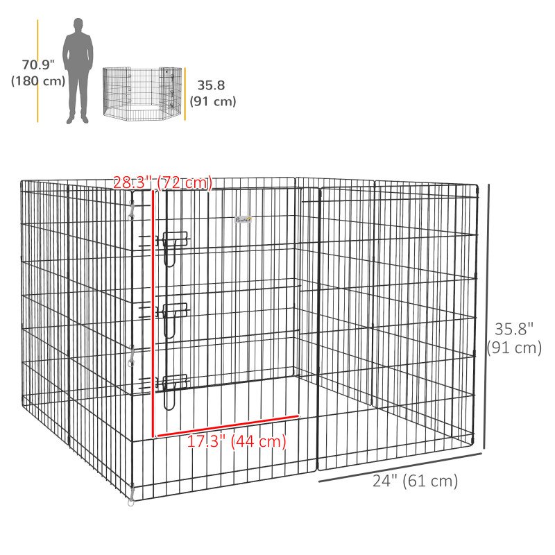 36inch Foldable Metal Exercise Pet Playpen Yard Dog Puppy Kennel Cage 8 Panel