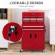 6-Drawer Rolling Tool Chest, 2 in 1 Lockable Storage Cabinet with Hooks, Metal Tool Box for Garage, Workshop, Red