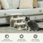18" 3 Tier Pet Stairs Dog Cat Step Scratch Post Furniture, Beige