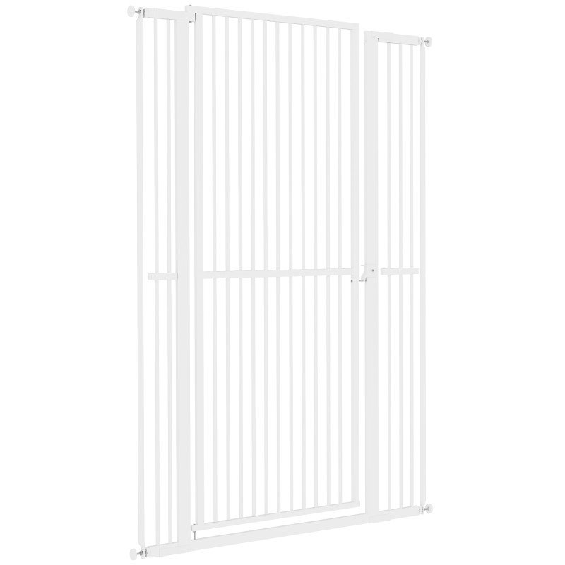 59" Extra Tall Cat Gate, 30"-41" Pet Gate with 2.8" and 5.5" Extensions, for Doorway, Hallway, Stairway, White