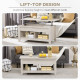 Lift Top Coffee Table with Hidden Storage Compartment and Open Shelves, Lift Tabletop Pop-Up Center Table for Living Room, Oak Effect