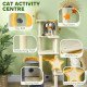 Star and Moon Themed Cat Tree with Cat Scratching Posts, Cat Condo, Bed, Scratching Board, Cat Toys, Beige
