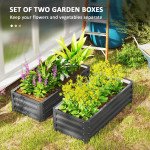 Galvanized Raised Garden Beds, Outdoor Planter Box, Set of 2, for Flowers, Herbs and Vegetables, Light Grey