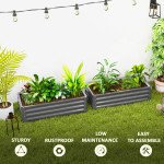 Galvanized Raised Garden Beds, Outdoor Planter Box, Set of 2, for Flowers, Herbs and Vegetables, Light Grey