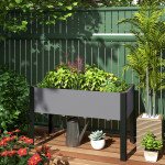 Raised Garden Bed, Elevated Planter Box, 47"x24"x29" with Legs, Metal Frame, Wooden Planter Pot for Backyard, Patio to Grow Vegetables, Herbs, and Flowers, Grey