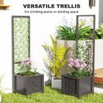 Galvanized Raised Garden Bed with Trellis, Metal Planter Box with Drainage Holes for Climbing Plants, Vegetable, Vines