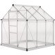 6' x 6' x 6.6' Polycarbonate Greenhouse, Walk-In Green House Kit Garden, Plants Grow, Galvanized Sheet Aluminum Frame with Rain Gutter, Vent and Sliding Door, Silver