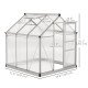 6' x 6' x 6.6' Polycarbonate Greenhouse, Walk-In Green House Kit Garden, Plants Grow, Galvanized Sheet Aluminum Frame with Rain Gutter, Vent and Sliding Door, Silver