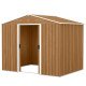 8' x 6' Outdoor Storage Shed, Metal Garden Tool Storage House with Lockable Sliding Doors and Vents for Backyard Patio Lawn, Dark Brown