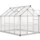 6' x 8' x 6.6' Polycarbonate Greenhouse, Walk-In Green House Kit Garden, Plants Grow, Galvanized Sheet Aluminum Frame with Rain Gutter, Vent and Sliding Door, Silver