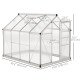 6' x 8' x 6.6' Polycarbonate Greenhouse, Walk-In Green House Kit Garden, Plants Grow, Galvanized Sheet Aluminum Frame with Rain Gutter, Vent and Sliding Door, Silver