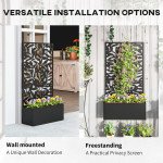 Raised Garden Bed with Trellis, Outdoor Privacy Screen with Planter Box, 24" x 9.1" x 44.5", Black