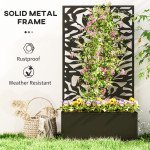 Raised Garden Bed with Trellis, Outdoor Privacy Screen with Planter Box, 24" x 9.1" x 44.5", Black