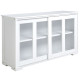 Modern Kitchen Sideboard, Stackable Storage Cabinet, Sliding Glass Door Console, Cupboard Serving Buffet for Kitchen & Dining Room, White