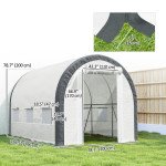 10'x6.6'x6.6' Upgraded Tunnel Greenhouse Green House with Mesh Door and Windows, 6 Plant Labels and Gloves, White