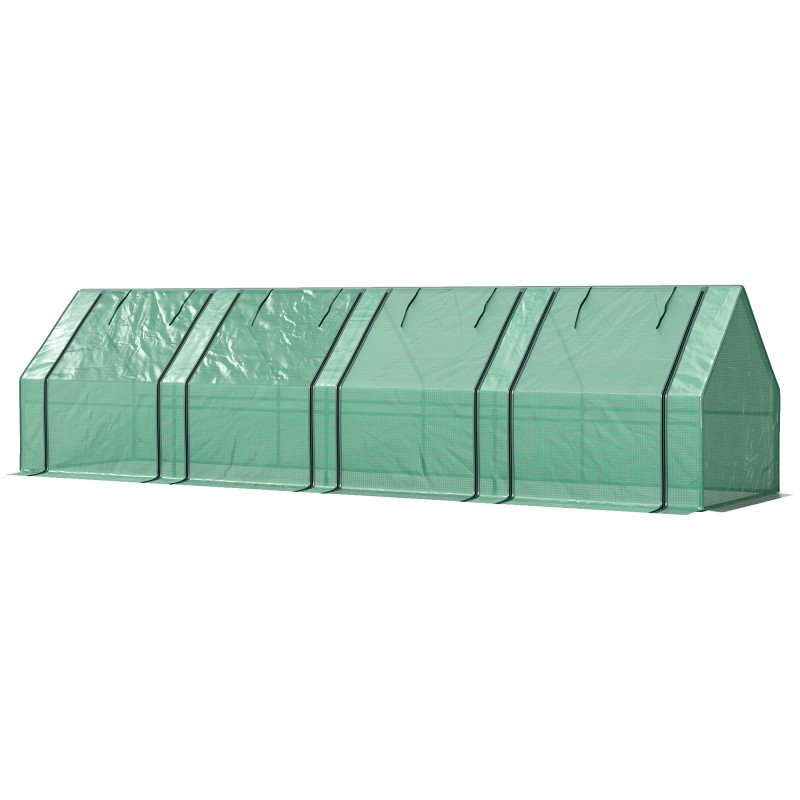 Portable Mini Greenhouse Tunnel Growing Tent Plants Flower Warm House w/ Zippered Roll-up Doors, Green