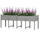 Wooden Raised Garden Bed Planter, Large Elevated Planter Box with Legs, Bed Liner and Drain Holes, Grey