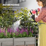 Wooden Raised Garden Bed Planter, Large Elevated Planter Box with Legs, Bed Liner and Drain Holes, Grey