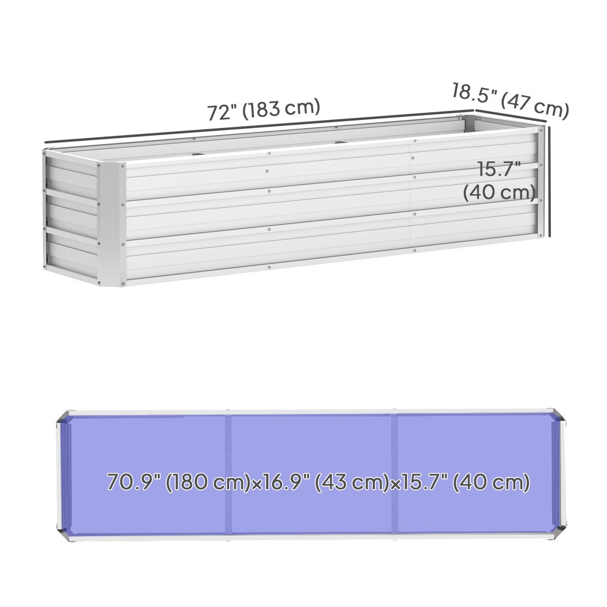 6' x 1.5' x 1.3' Galvanized Raised Garden Bed, Elevated Large Metal Planter Box w/ Install Gloves for Backyard, Patio to Grow Vegetables, Herbs, and Flowers, Silver