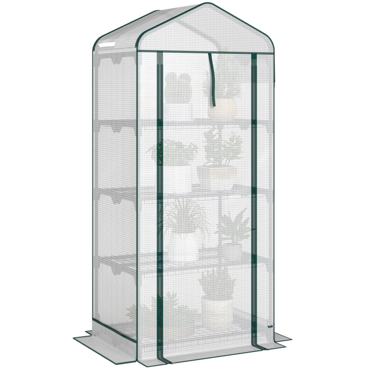 Mini Greenhouse with Screen Roof, Portable Small Greenhouse with Roll-Up Zipper Door, 27.6" x 19.7" x 62.2", White