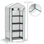 Mini Greenhouse with Screen Roof, Portable Small Greenhouse with Roll-Up Zipper Door, 27.6" x 19.7" x 62.2", White