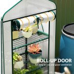 Mini Greenhouse with Screen Roof, Portable Small Greenhouse with Roll-Up Zipper Door, 27.6" x 19.7" x 62.2", White